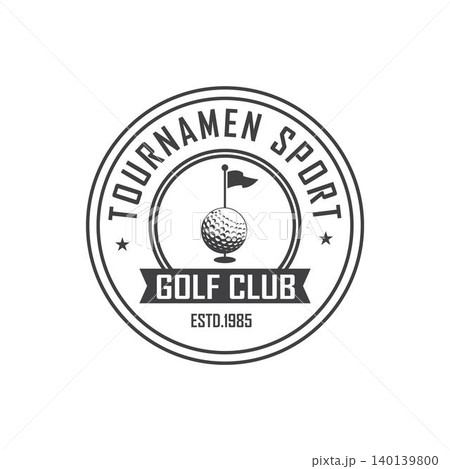 Tournament Sport Golf Club Logo with Flag and Ball Icon 140139800