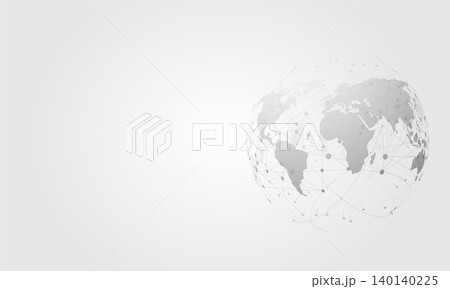Abstract global network connection technology background grey world map globe vector digital data communication banner with copy space Abstract global network connection technology background grey world map globe vector digital data communication banner with copy space 140140225