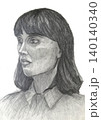 Hand drawn portrait. Monochrome pencil sketch abstract woman. Art fashion illustration on paper texture. Black and white realistic portrait with grey shadow. 140140340
