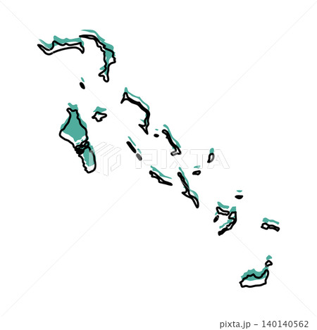 Bahamas map from black contour curves lines with a blue shifted silhouette on white background Bahamas map from black contour curves lines with a blue shifted silhouette on white background 140140562