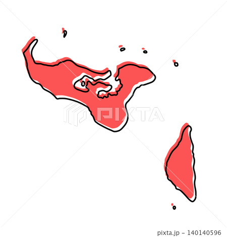 Tonga map from black contour curves lines with a red shifted silhouette on white background Tonga map from black contour curves lines with a red shifted silhouette on white background 140140596