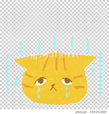 A gloomy, crying tabby cat - Cute cat illustration material A gloomy, crying tabby cat - Cute cat illustration material 140141000