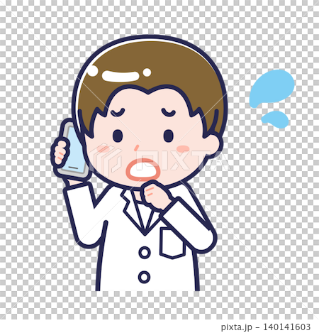 A male "pharmacist" using a smartphone A male "pharmacist" using a smartphone 140141603