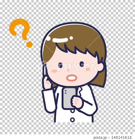 A female "pharmacist" using a smartphone A female "pharmacist" using a smartphone 140141618