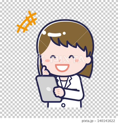 タブレットを使う「薬剤師」の女性 タブレットを使う「薬剤師」の女性 140141622