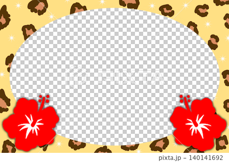A leopard print and hibiscus frame in the style of a Heisei-era gal. A leopard print and hibiscus frame in the style of a Heisei-era gal. 140141692
