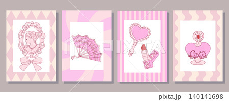 Coquette Rococo Poster Set. Fan Mirror Perfume Coquette Rococo Poster Set. Fan Mirror Perfume 140141698
