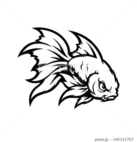 gold fish mascot logo illustration vector design template simple and modern style 140141707
