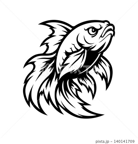 gold fish mascot logo illustration vector design template simple and modern style 140141709