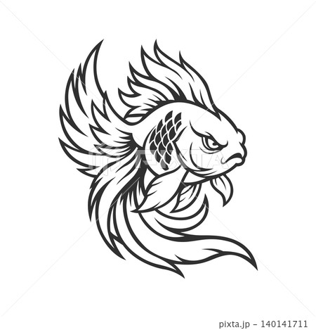 gold fish mascot logo illustration vector design template simple and modern style 140141711