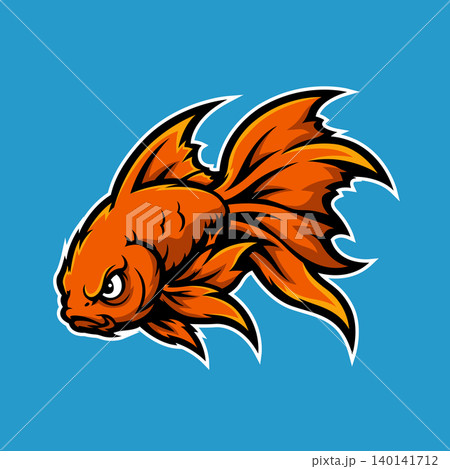 gold fish mascot logo illustration vector design template simple and modern style gold fish mascot logo illustration vector design template simple and modern style 140141712
