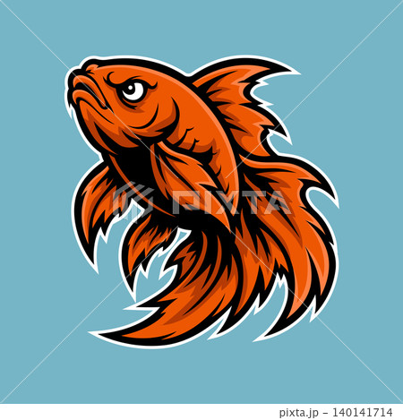 gold fish mascot logo illustration vector design template simple and modern style gold fish mascot logo illustration vector design template simple and modern style 140141714