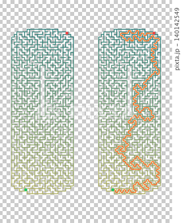Rectangular maze puzzle with central cross shape and solution. Easter labyrinth printable game sheet for kids. Christian religious educational activity Rectangular maze puzzle with central cross shape and solution. Easter labyrinth printable game sheet for kids. Christian religious educational activity 140142549