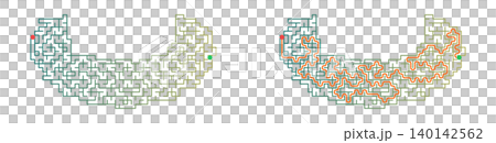 Crescent shaped Easter maze puzzle printable. Basket outline labyrinth game with solution. Educational activity worksheet for kids Crescent shaped Easter maze puzzle printable. Basket outline labyrinth game with solution. Educational activity worksheet for kids 140142562