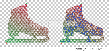 Printable winter labyrinth puzzle shaped like an ice skate. Educational maze game for kids with solution path. Unsolved and solved worksheet on transparent background Printable winter labyrinth puzzle shaped like an ice skate. Educational maze game for kids with solution path. Unsolved and solved worksheet on transparent background 140142582
