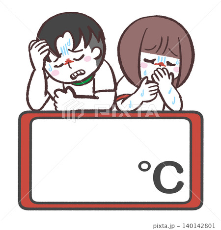 熱中症の体育着男女のイラスト 熱中症の体育着男女のイラスト 140142801