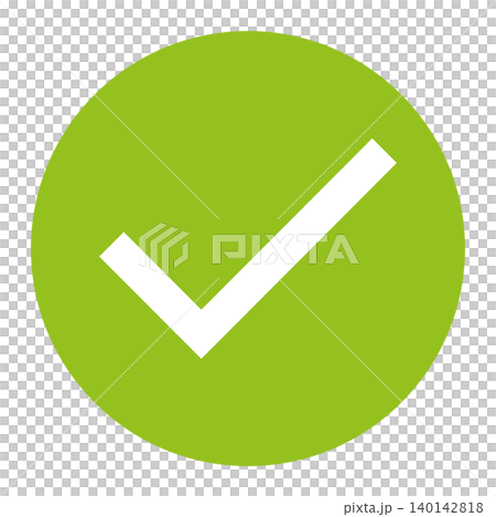簡潔的設計，綠色背景上有一個白色對勾圖標，表示確認或完成。 140142818