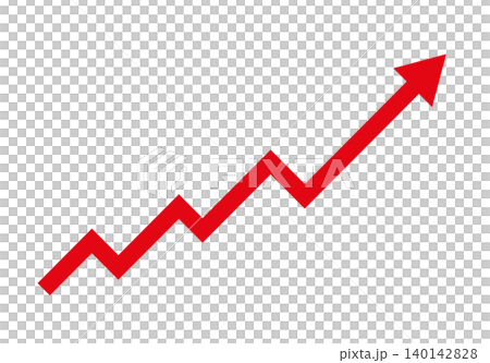 A simple red upward-pointing arrow graph icon representing growth and increase. A simple red upward-pointing arrow graph icon representing growth and increase. 140142828