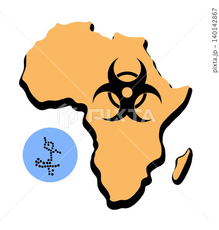 Vector isolated illustration of Ebola virus. Biological hazard in Africa. Vector isolated illustration of Ebola virus. Biological hazard in Africa. 140142867