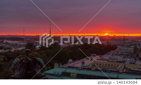 Sunrise over historic center from the colonnade of St. Isaac's Cathedral timelapse. Sunrise over historic center from the colonnade of St. Isaac's Cathedral timelapse. 140143084