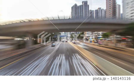 A Hong Kong streets view timelapse from open-top touristic bus during Hong Kong island's touring 140143116