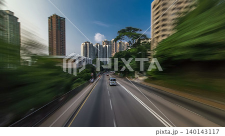 A Hong Kong streets view timelapse from open-top touristic bus during Hong Kong island's touring 140143117
