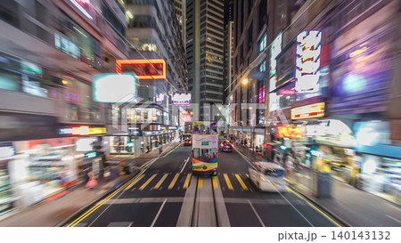 View from double-decker tram on street of HK timelapse hyperlapse. View from double-decker tram on street of HK timelapse hyperlapse. 140143132