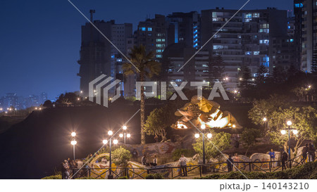 El Parque del Amor or Love park day to night timelapse in Miraflores after sunset, Lima, Peru. El Parque del Amor or Love park day to night timelapse in Miraflores after sunset, Lima, Peru. 140143210