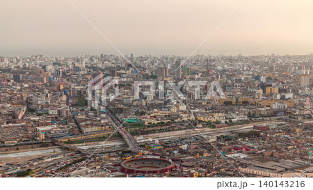 Aerial view of Lima skyline timelapse from San Cristobal hill. Aerial view of Lima skyline timelapse from San Cristobal hill. 140143216