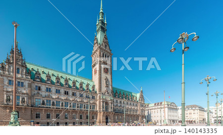 Panorama showing a building of the Hamburg City Hall timelapse, the seat of the government of Hamburg, Germany Panorama showing a building of the Hamburg City Hall timelapse, the seat of the government of Hamburg, Germany 140143335