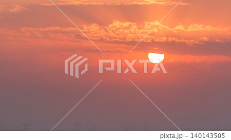 Sunset in Ajman aerial view from rooftop timelapse. United Arab Emirates. Sunset in Ajman aerial view from rooftop timelapse. United Arab Emirates. 140143505