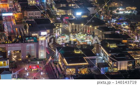 Jumeirah Beach Residence JBR skyline aerial day to night timelapse Jumeirah Beach Residence JBR skyline aerial day to night timelapse 140143719