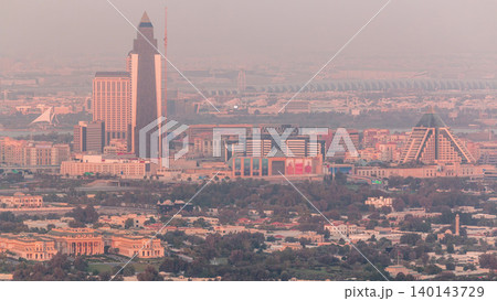 Aerial view of neighborhood Deira and Dubai creek with typical old and modern buildings timelapse. Aerial view of neighborhood Deira and Dubai creek with typical old and modern buildings timelapse. 140143729