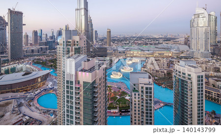 Dubai downtown day to night timelapse 140143799