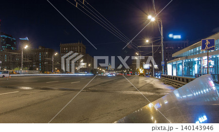 Automobile traffic on Kutuzov Avenue timelapse hyperlapse in Moscow. Automobile traffic on Kutuzov Avenue timelapse hyperlapse in Moscow. 140143946