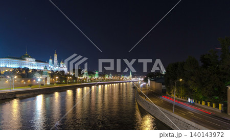 View from the bridge on Moscow Kremlin and the waterfront of the Moscow river timelapse hyperlapse View from the bridge on Moscow Kremlin and the waterfront of the Moscow river timelapse hyperlapse 140143972