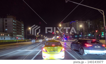 Drive through Traffic of cars in Moscow city streets, timelapse hyperlapse Russia Drive through Traffic of cars in Moscow city streets, timelapse hyperlapse Russia 140143977