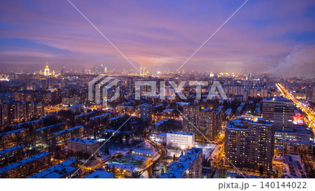 Panoramic view of the building from the roof of center Moscow timelapse, Russia Panoramic view of the building from the roof of center Moscow timelapse, Russia 140144022