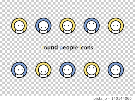 A set of simple and cute round, human-shaped icons (yellow and blue) facing in various directions. A set of simple and cute round, human-shaped icons (yellow and blue) facing in various directions. 140144060