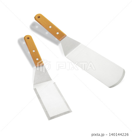 Barbecue and grill spatula bottle hook tongs tools set on White Background 140144226