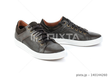 Men's shoes leather boots autumn fashion on white background isolated 140144260