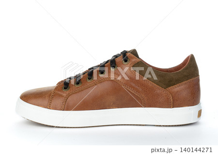 Men's shoes leather boots autumn fashion on white background isolated Men's shoes leather boots autumn fashion on white background isolated 140144271