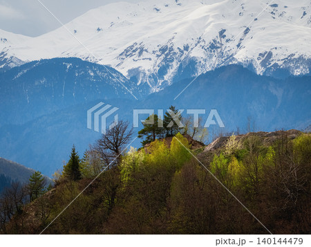 Majestic snow-capped peaks of the Caucasus Mountains. Majestic snow-capped peaks of the Caucasus Mountains. 140144479