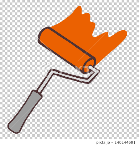 An illustration of a roller applying orange paint. 140144691