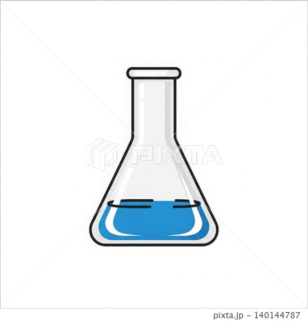 Science - Erlenmeyer Flask with Blue Liquid Isolated on White Background Laboratory Chemistry Concept Science - Erlenmeyer Flask with Blue Liquid Isolated on White Background Laboratory Chemistry Concept 140144787