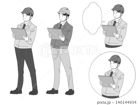 建設業の男性(モノクロ) 建設業の男性(モノクロ) 140144934