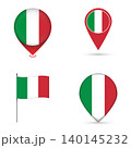 Italy Flag Map Pin Icons Set Collection. 140145232