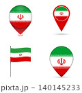 Iran Flag Map Pin Icons Set Collection. 140145233