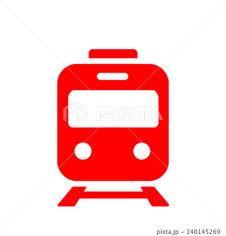 駅案内や乗換案内に使いやすいシンプルな電車正面アイコン(赤) 駅案内や乗換案内に使いやすいシンプルな電車正面アイコン(赤) 140145269