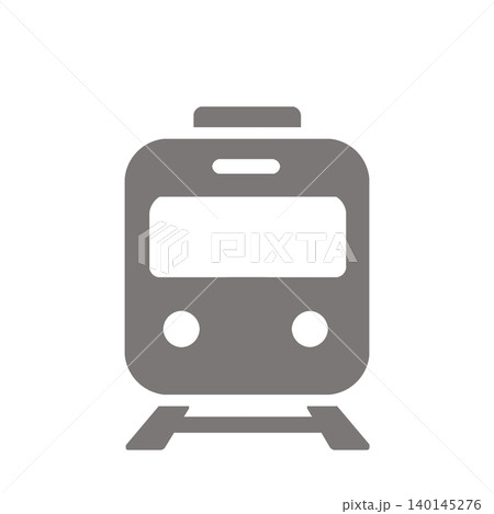 駅案内や乗換案内に使いやすいシンプルな電車正面アイコン（グレー） 140145276